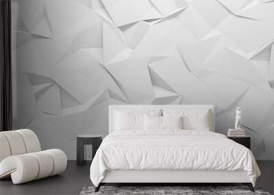 White polygonal triangle geometric texture. 3D rendering background. Wall mural