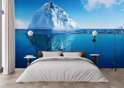 A large iceberg is floating in the ocean Wall mural