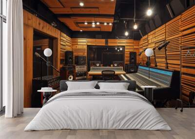 recording studio with soundproof walls and professional equipment Wall mural