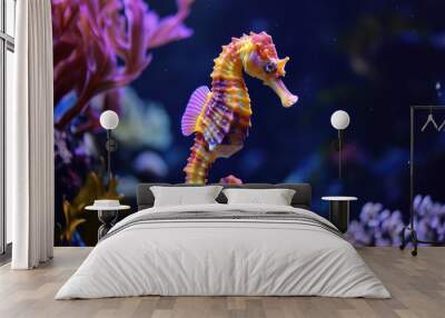 seahorse with a fin and a swim Wall mural