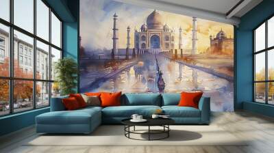 The Taj Mahal is a beautiful building with a lot of detail Wall mural