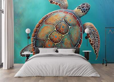 sea turtle in the ocean Wall mural