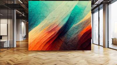 4K abstract colorful wallpaper. Ideal for background, backdrop or web banner. IOS wallpapers look. Colorful shapes with texture. Orange and teal colors. Wall mural