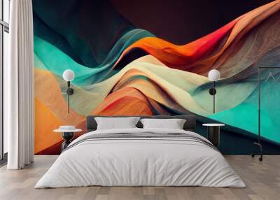 4K Abstract wallpaper colorful design, shapes and textures, colored background, teal and orange colores. Wall mural