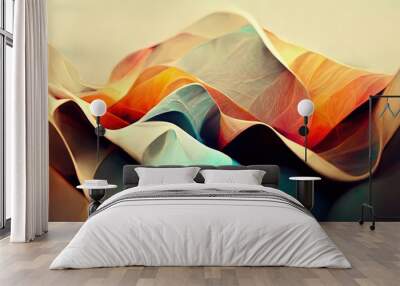 4K Abstract wallpaper colorful design, shapes and textures, colored background, teal and orange colores. Wall mural