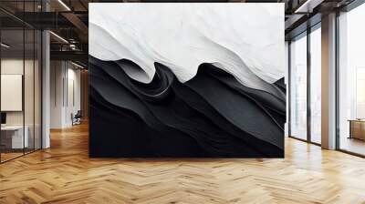 Black and white 4k texture. Minimal clean modern wallpaper. Perfect background with abstract fluid shapes. Wall mural