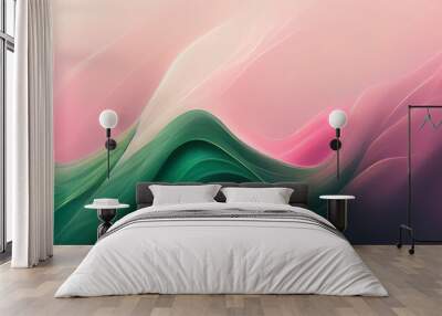 Green and pink pastel flowing abstract shapes.  Creative smooth texture. 4K wallpaper with modern liquid flow. Pattern of light green colors.  Wall mural