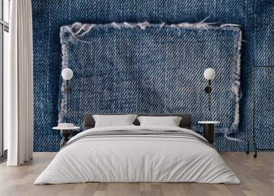 Patch on blue jeans Wall mural