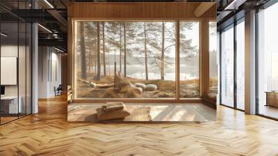 Scandinavian summer cabin with simple design. Wall mural