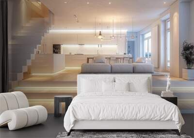 Sleek apartment with a minimalist interior. Wall mural