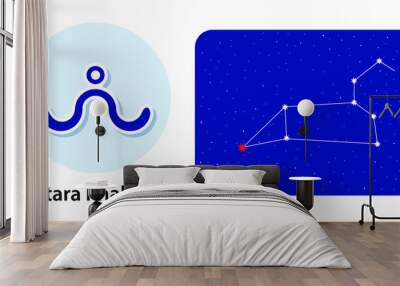 Celestial Symbols and Names. Bohemian Sky with Constellation of Stars. Lunar Mansions. Future Predictions.  Jyotisha, Vedic or Hindu Astrology. Uttara Phalguni Nakshatra Wall mural