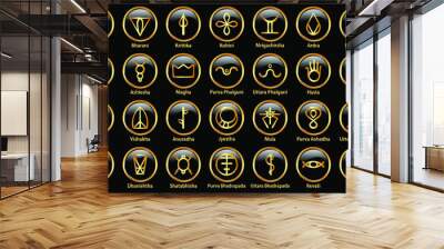 Set of Sacred Geometry. List of Nakshatras, Stars. 27 Sectors Along the Ecliptic. Names and Symbols In Vedic Astrology. Jyotisha or Hindu Astrology Elements. Natal Cards for Personal Horoscope. Wall mural