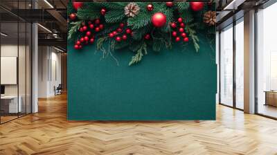 Christmas holiday background or template for a greeting card or banner with copy space for a text Wall mural