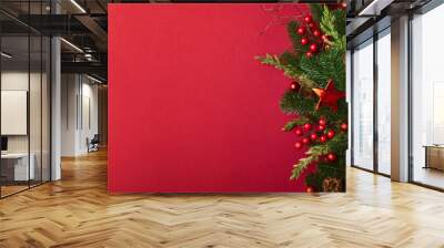 Christmas holiday background or template for a greeting card or banner with copy space for a text Wall mural