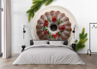 Christmas holiday baking concept with bundt cake Wall mural