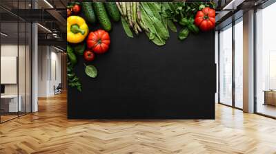 Dark culinary background with fresh produce Wall mural