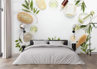 Spa concept with olive oil natural cosmetic ingredients Wall mural