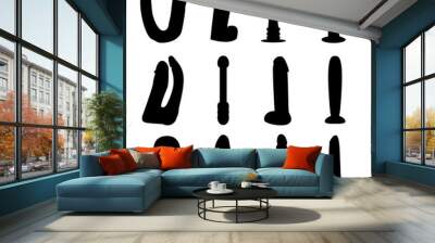 Dildo silhouettes vector set Wall mural