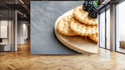 Close Up of Crackers with Blackberries. Wall mural