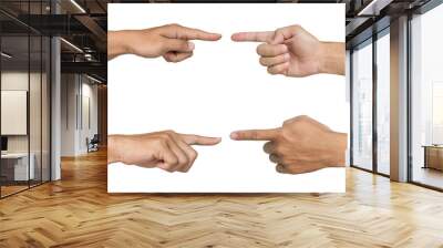 pointing hand isolated on white Wall mural