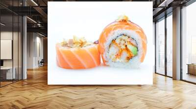 sushi and rolls on a white background food Wall mural