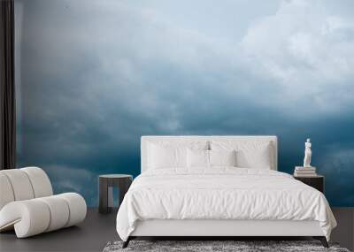 Sky and clouds of weather changes during the rainy season in tropical areas covered with smoke. Wall mural