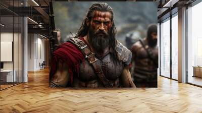 portrait of fantasy viking futuristic warrior looking at camera Wall mural