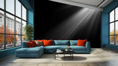 abstract beautiful rays of light on black background. Wall mural