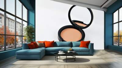 Compact powder for the face, in a black round box with mirror. Wall mural