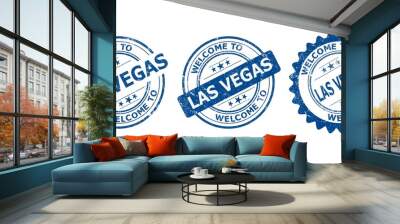 welcome to Las Vegas blue old stamp sale	 Wall mural