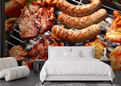 Meat and sausage on the grill is a treat for all those who prefer this diet. Wall mural