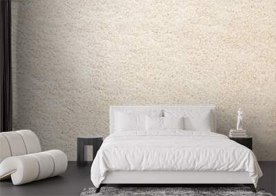 Beige new fluffy home carpet background. Closeup. Empty place for text. Top down view. Wall mural