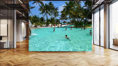 People practicing aqua aerobics at Villa Park resort on Ari atoll in Maldives Wall mural