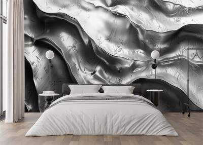 Abstract Silver Wavy Surface Background Texture Wall mural