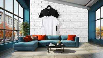 Black and white color two plain t-shirts, copy space Wall mural