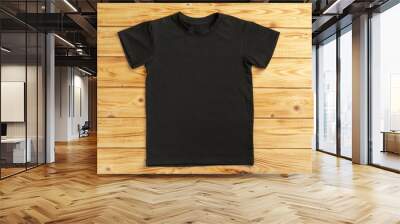 black color plain t-shirt with copy space close up Wall mural