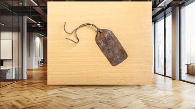 Blank tag on wooden background Wall mural