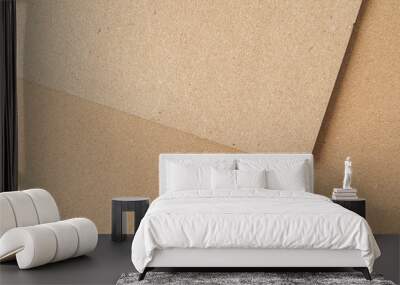 Brown recycled carton paper sheets close up. Business concept Wall mural