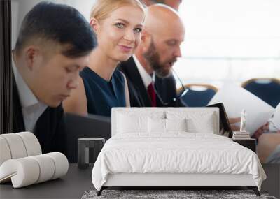 Business people working together at conference table Wall mural