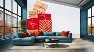 Christmas gift box on tablet Wall mural