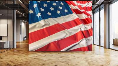 Closeup of ruffled American flag Wall mural