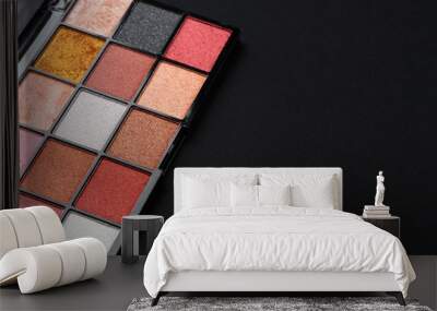 Color professional cosmetic palette on a dark background, close up Wall mural