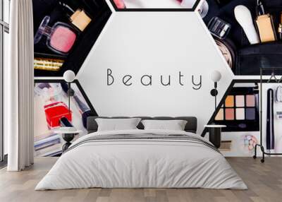 Cosmetics collage Wall mural