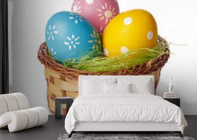 easter eggs isolated on white Wall mural