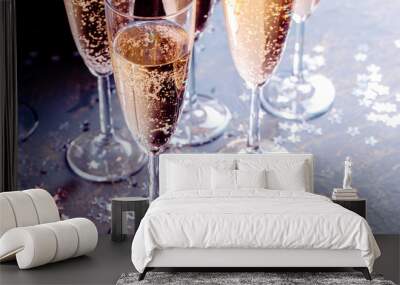 Glasses of champagne on the table Wall mural