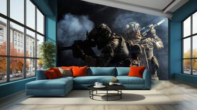 Group of security forces in Combat Uniforms with rifles Wall mural