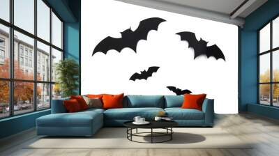 halloween and decoration concept - paper bats flying Wall mural