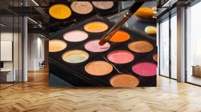 Makeup brushes and make-up eye shadows Wall mural