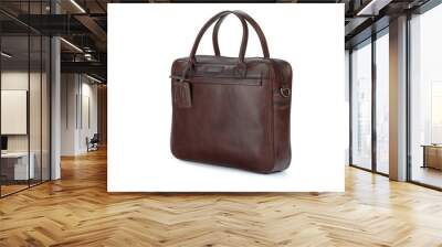 Male fashion leather handbag isolated on white background Wall mural