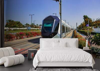 Metro railway train in Dubai city in UAE Wall mural